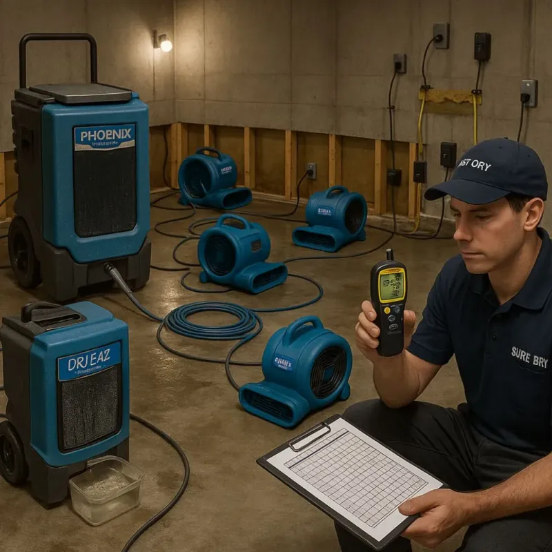 Structural Drying and Dehumidification process in Hugo, MN